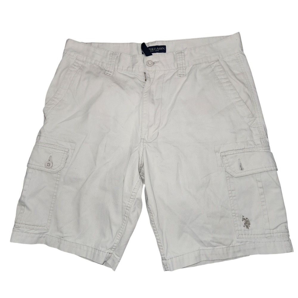 US‎ Polo Assn Mens Cargo Shorts W36 Stone Beige Cotton Utility Hiking Casual